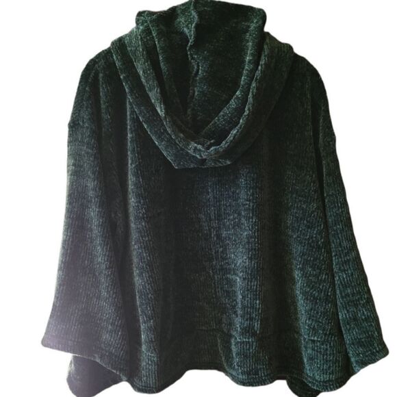 Dark Green Super Soft Bell Sleeve Pullover Hoodie Swaeter Size L - Picture 2 of 6